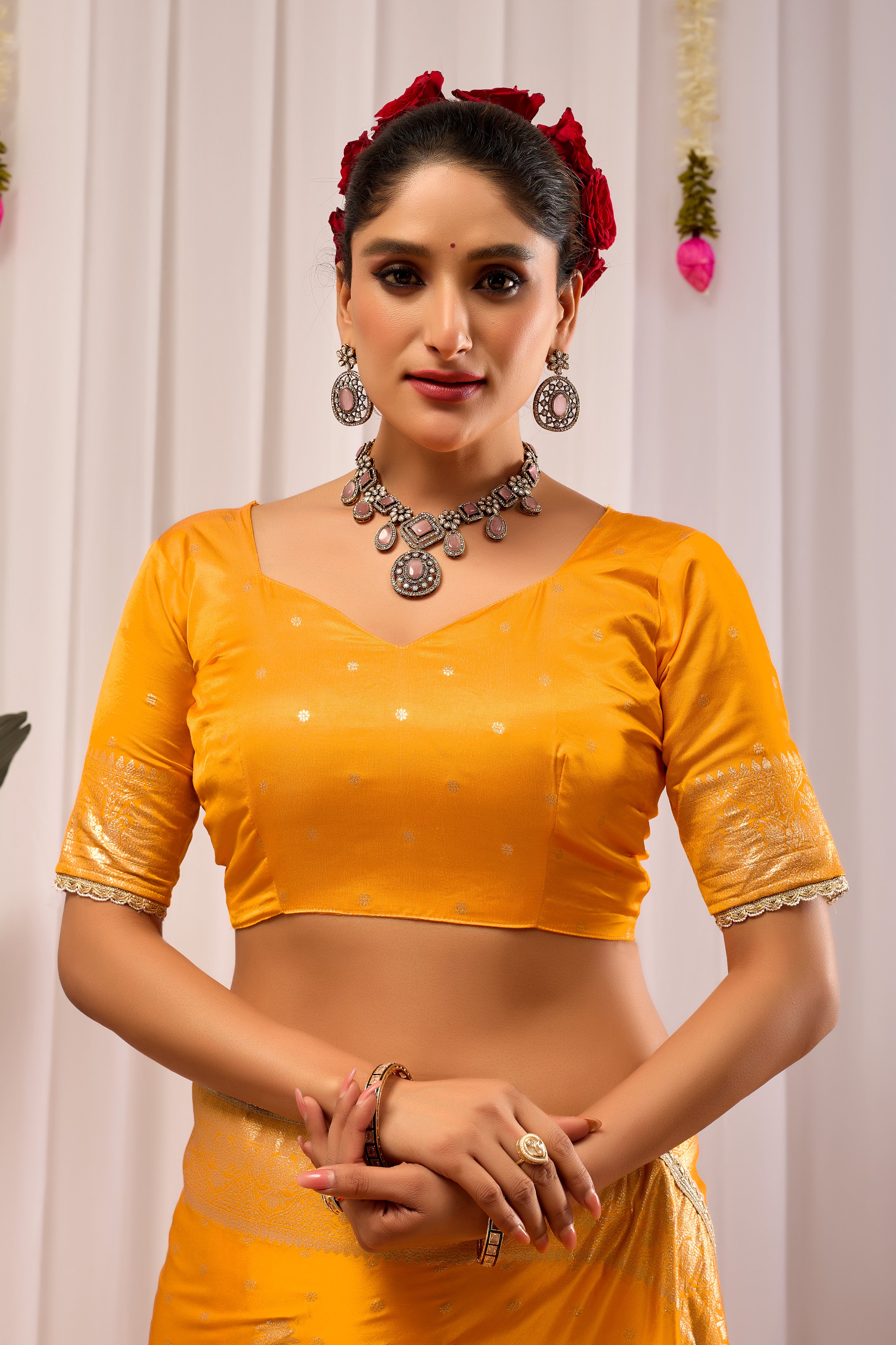 Royal Mustard Yellow  Satin Satin Silk Saree with Antique Gold Zari Weaving