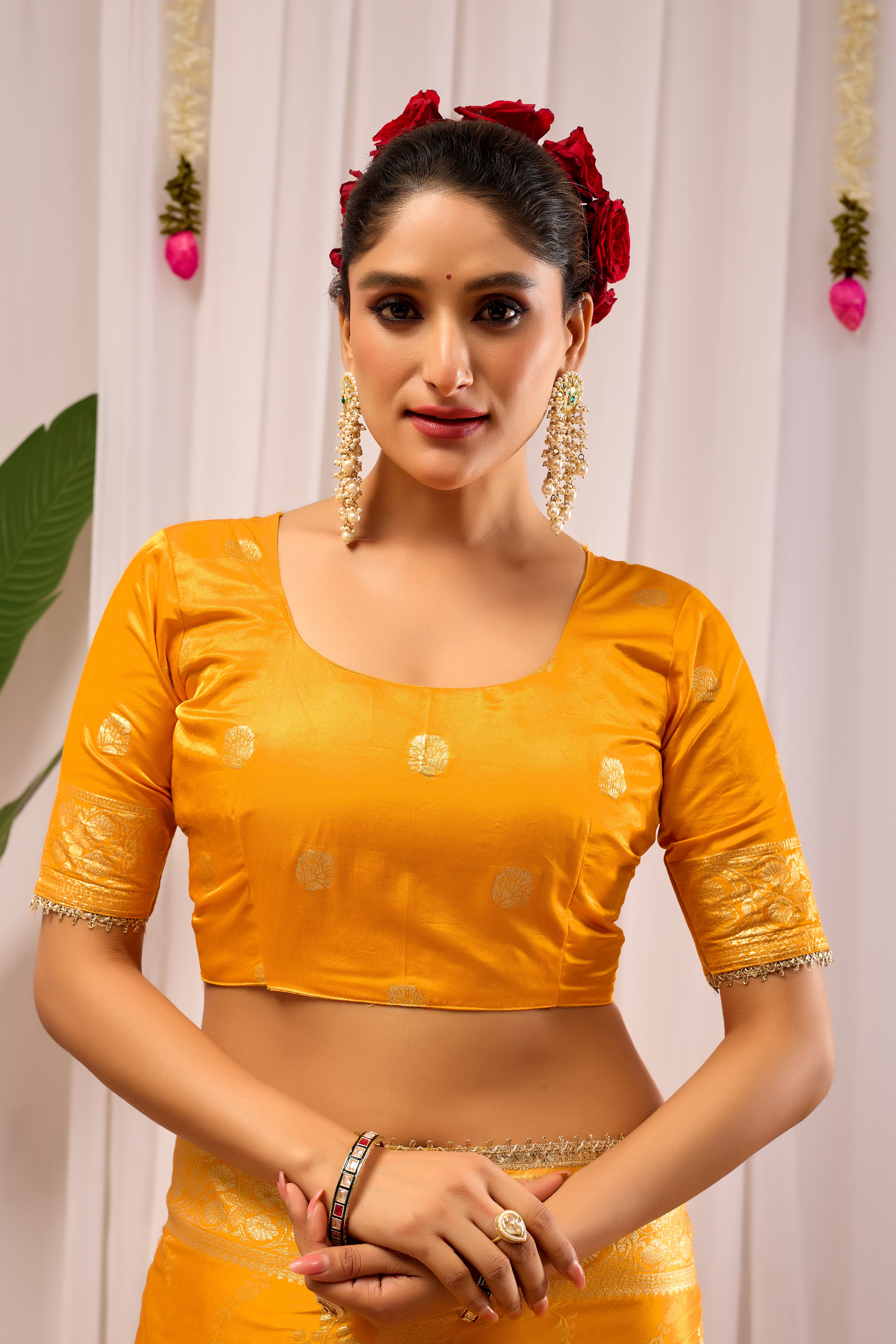Radiant Mustard Yellow Pure Silk Satin Saree with Antique Gold Zari Weaving & Ornate Pallu Traditional Indian Festive & Wedding Wear