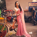 Coral Grace Elegant Lace Border Saree in Soft Coral Pink for Festive & Daytime Wear