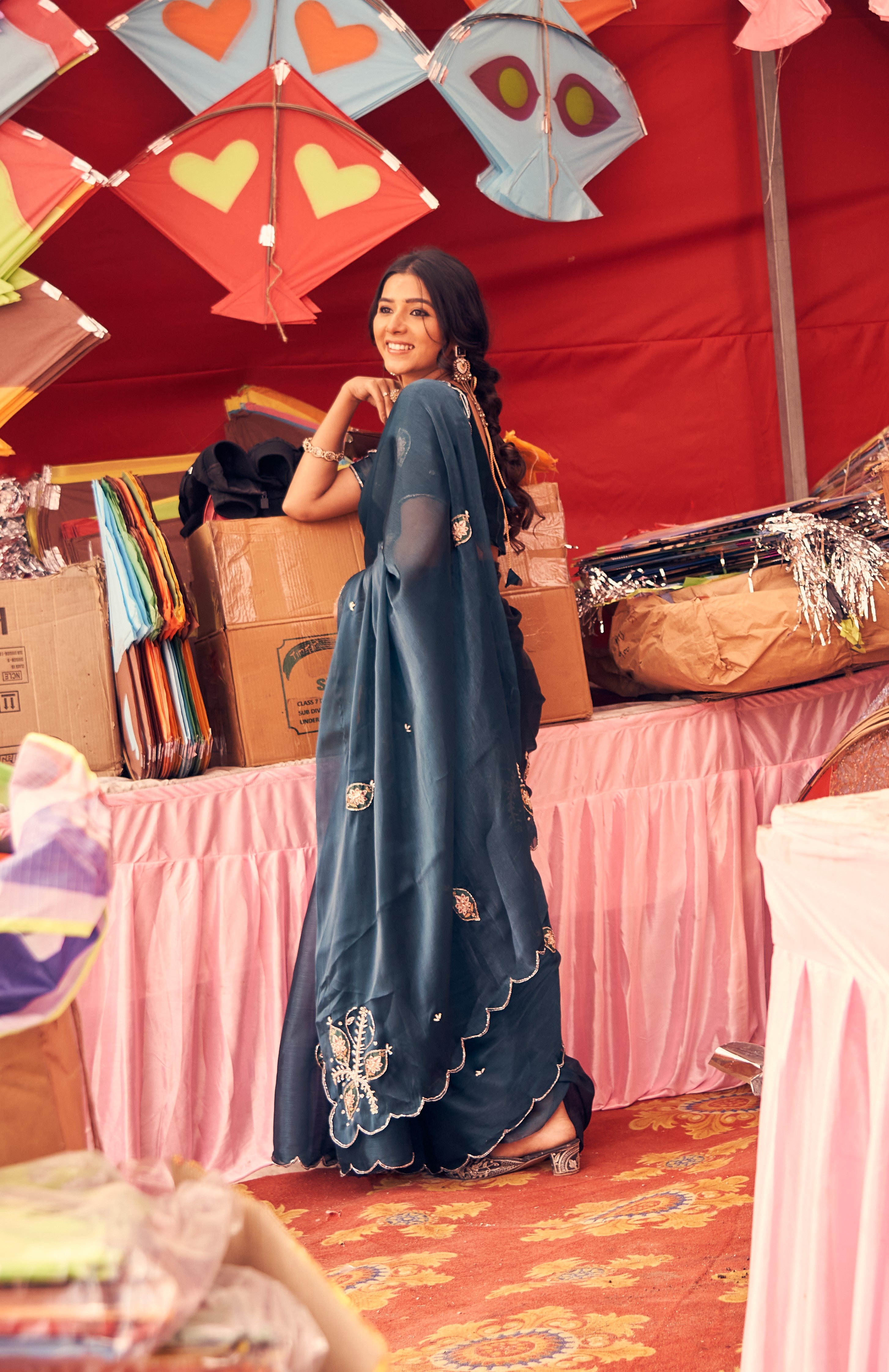 Peacock Teal Elegant Silk Saree with Traditional Motifs