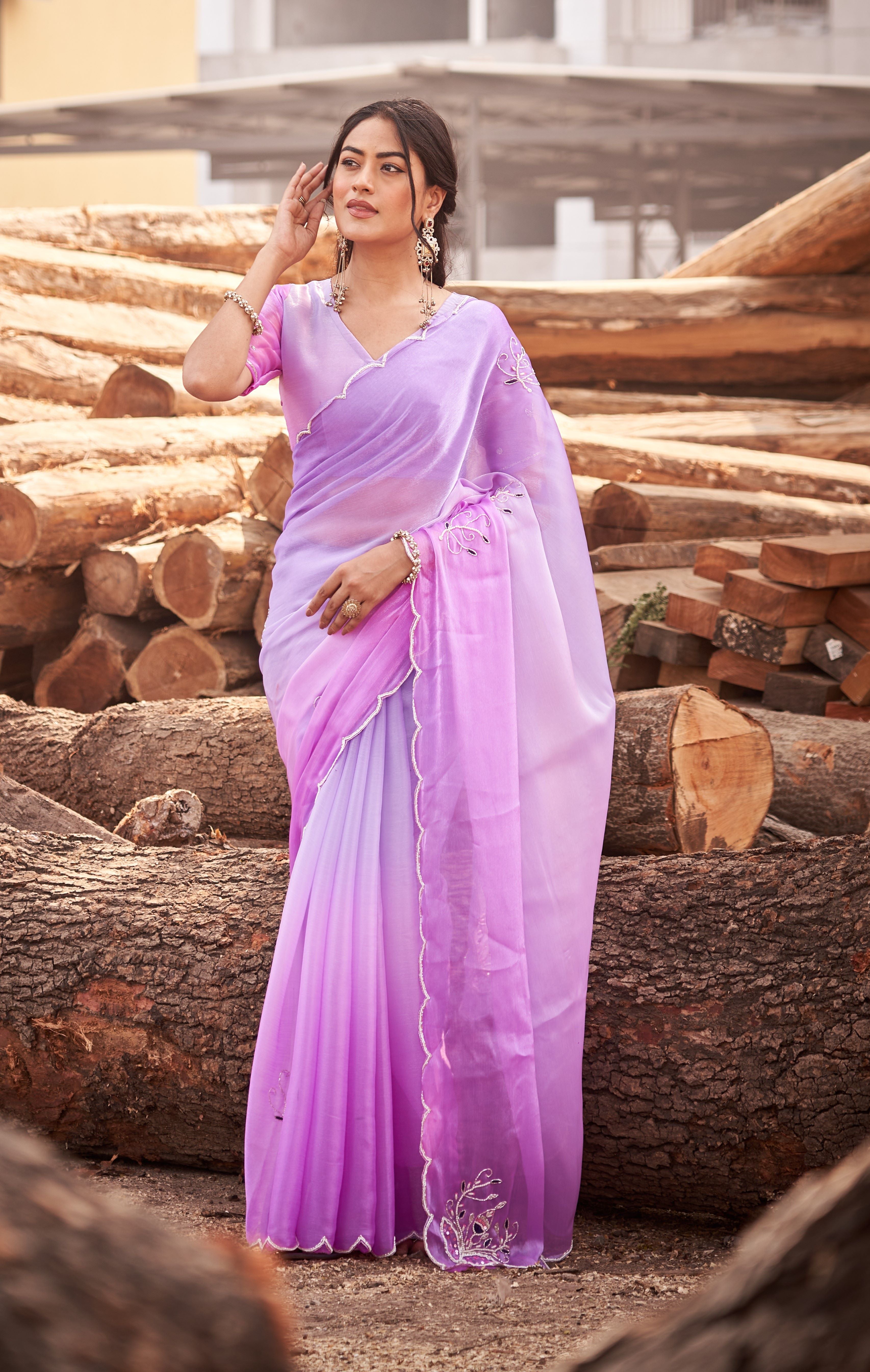 Lavender Ombre Saree with Subtle Embroidered Accents