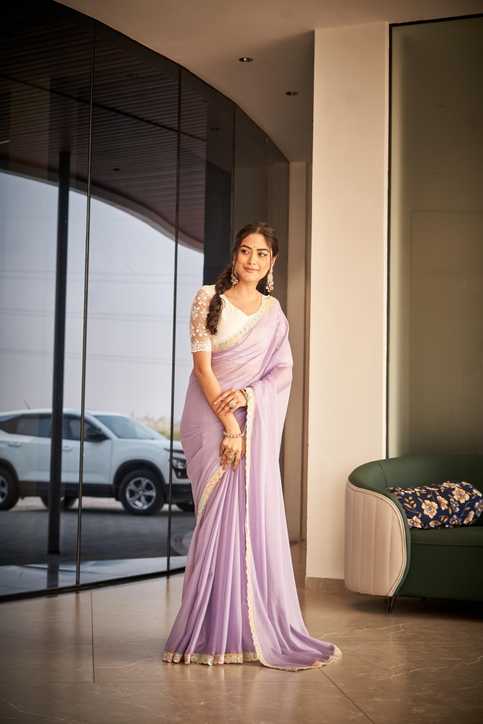 Lavender Whisper Embroidered Georgette Saree