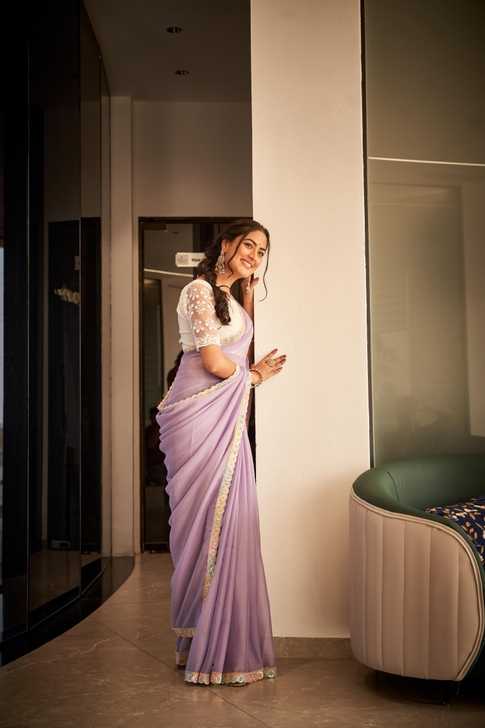 Lavender Whisper Embroidered Georgette Saree
