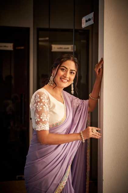 Lavender Whisper Embroidered Georgette Saree