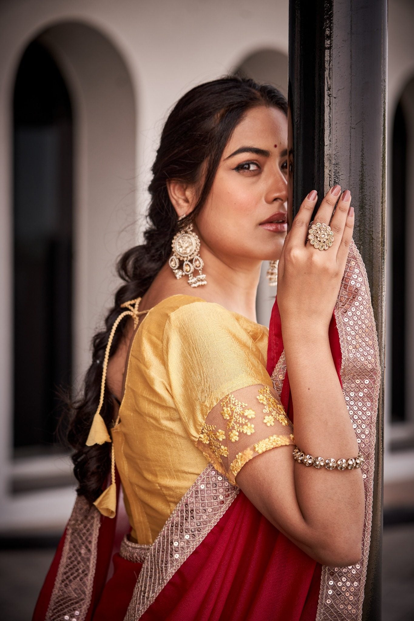 Hot Pink Organza Silk Blend Saree with Elegant Silver Designer Border