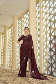 Wine Purple Designer Saree with Luxury Sequin Detailing