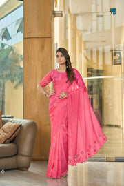 Candy Pink Designer Saree with Elegant Stone Work Design