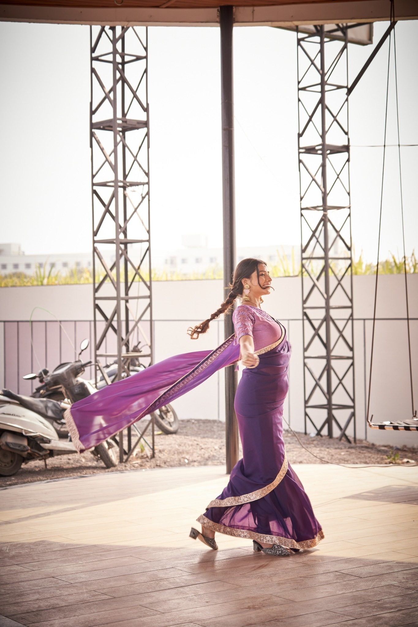 Soft Lavender Organza Silk Blend Saree with Elegant Pastel Embroidery Border