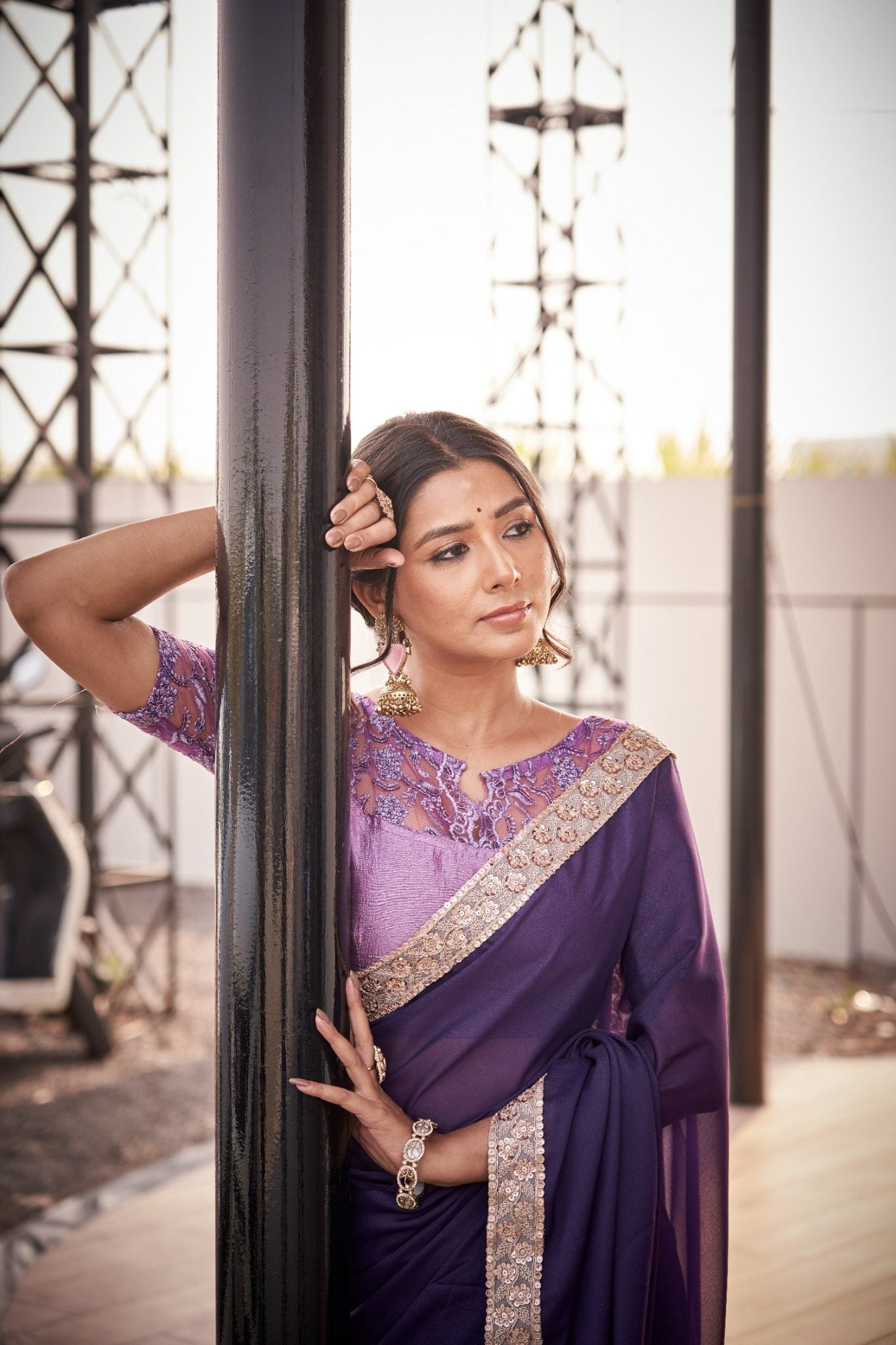 Soft Lavender Organza Silk Blend Saree with Elegant Pastel Embroidery Border